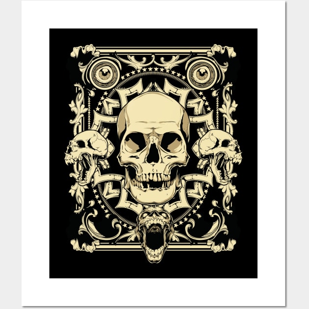 Skull gothic metal T-Shirt Wall Art by LutzDEsign